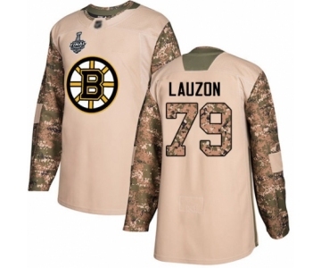 Youth Boston Bruins #79 Jeremy Lauzon Authentic Camo Veterans Day Practice 2019 Stanley Cup Final Bound Hockey Jersey