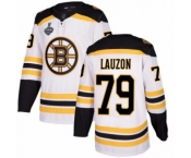 Youth Boston Bruins #79 Jeremy Lauzon Authentic White Away 2019 Stanley Cup Final Bound Hockey Jersey