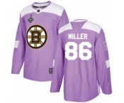 Youth Boston Bruins #86 Kevan Miller Authentic Purple Fights Cancer Practice 2019 Stanley Cup Final Bound Hockey Jersey