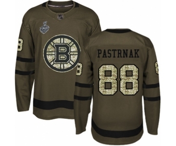 Youth Boston Bruins #88 David Pastrnak Authentic Green Salute to Service 2019 Stanley Cup Final Bound Hockey Jersey