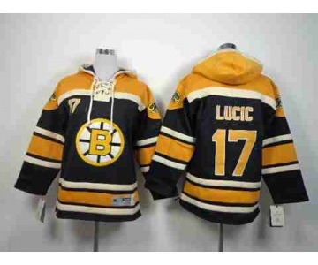 youth nhl jerseys boston bruins #17 lucic black-yellow[pullover hooded sweatshirt]