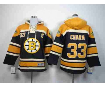 youth nhl jerseys boston bruins #33 chara black-yellow[pullover hooded sweatshirt patch C]