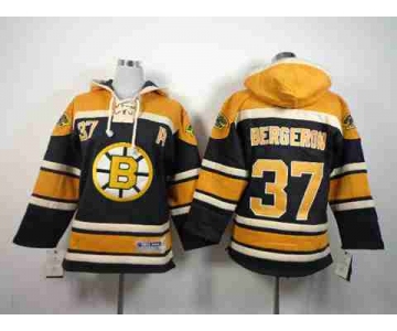 youth nhl jerseys boston bruins #37 bergeron black-yellow[pullover hooded sweatshirt] [patch A]