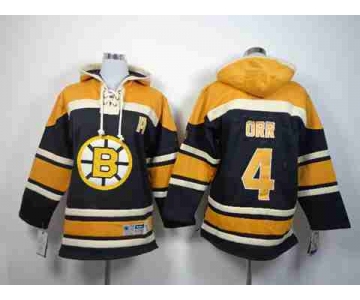 youth nhl jerseys boston bruins #4 orr black-yellow[pullover hooded sweatshirt patch A]