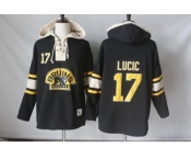 Men's Boston Bruins #17 Milan Lucic Black Sawyer Hooded Sweatshirt Stitched NHL Jersey