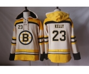 Men's Boston Bruins #23 Chris Kelly Cream Sawyer Hooded Sweatshirt Stitched NHL Jersey