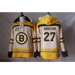 Men's Boston Bruins #27 Dougie Hamilton Cream Sawyer Hooded Sweatshirt Stitched NHL Jersey