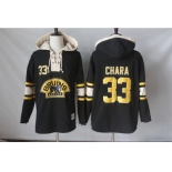 Men's Boston Bruins #33 Zdeno Chara Black Sawyer Hooded Sweatshirt Stitched NHL Jersey