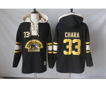 Men's Boston Bruins #33 Zdeno Chara Black Sawyer Hooded Sweatshirt Stitched NHL Jersey