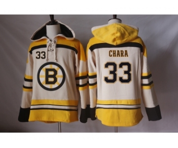 Men's Boston Bruins #33 Zdeno Chara Cream Sawyer Hooded Sweatshirt Stitched NHL Jersey