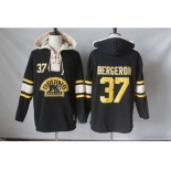 Men's Boston Bruins #37 Patrice Bergeron Black Sawyer Hooded Sweatshirt Stitched NHL Jersey