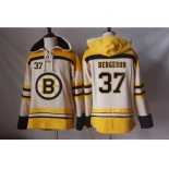 Men's Boston Bruins #37 Patrice Bergeron Cream Sawyer Hooded Sweatshirt Stitched NHL Jersey