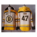 Men's Boston Bruins #47 Torey Krug Cream Sawyer Hooded Sweatshirt Stitched NHL Jersey