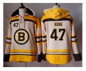 Men's Boston Bruins #47 Torey Krug Cream Sawyer Hooded Sweatshirt Stitched NHL Jersey