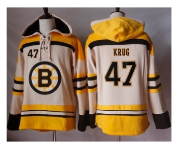 Men's Boston Bruins #47 Torey Krug Cream Sawyer Hooded Sweatshirt Stitched NHL Jersey