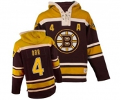 Youth Old Time Hockey Boston Bruins #4 Bobby Orr Premier Black Sawyer Hooded Sweatshirt NHL Jersey