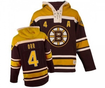 Youth Old Time Hockey Boston Bruins #4 Bobby Orr Premier Black Sawyer Hooded Sweatshirt NHL Jersey