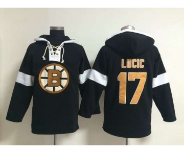 nhl jerseys boston bruins #17 lucic black-white[pullover hooded sweatshirt]