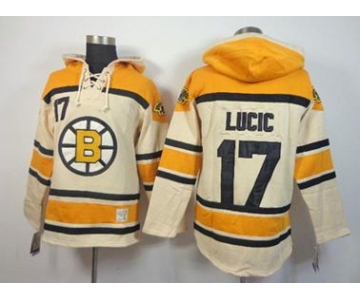 nhl jerseys boston bruins #17 lucic yellow-cream[pullover hooded sweatshirt]