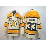 nhl jerseys boston bruins #33 chara yellow-cream[pullover hooded sweatshirt patch C]