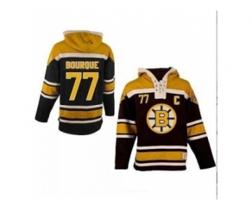 nhl jerseys boston bruins #77 bourque black-yellow[pullover hooded sweatshirt patch C]