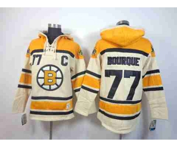 nhl jerseys boston bruins #77 bourque yellow-cream[pullover hooded sweatshirt patch C]