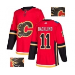 Calgary Flames #11 Mikael Backlund Authentic Red Fashion Gold Hockey Jersey