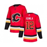 Calgary Flames #12 Jarome Iginla Authentic Red Drift Fashion Hockey Jersey