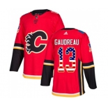 Calgary Flames #13 Johnny Gaudreau Authentic Red USA Flag Fashion Hockey Jersey