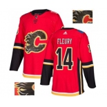 Calgary Flames #14 Theoren Fleury Authentic Red Fashion Gold Hockey Jersey