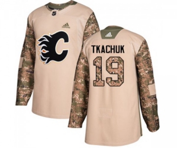 Calgary Flames #19 Matthew Tkachuk Authentic Camo Veterans Day Practice Hockey Jersey