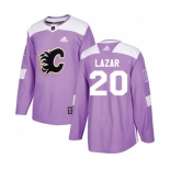 Calgary Flames #20 Curtis Lazar Authentic Purple Fights Cancer Practice Hockey Jersey