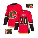 Calgary Flames #20 Curtis Lazar Authentic Red Fashion Gold Hockey Jersey