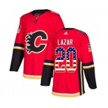 Calgary Flames #20 Curtis Lazar Authentic Red USA Flag Fashion Hockey Jersey