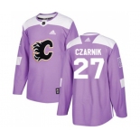 Calgary Flames #27 Austin Czarnik Authentic Purple Fights Cancer Practice Hockey Jersey