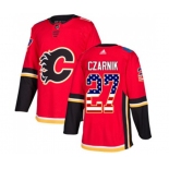 Calgary Flames #27 Austin Czarnik Authentic Red USA Flag Fashion Hockey Jersey