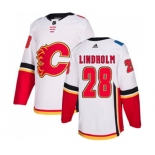 Calgary Flames #28 Elias Lindholm Authentic White Away Hockey Jersey