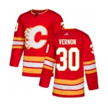 Calgary Flames #30 Mike Vernon Authentic Red Alternate Hockey Jersey