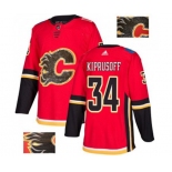 Calgary Flames #34 Miikka Kiprusoff Authentic Red Fashion Gold Hockey Jersey