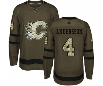 Calgary Flames #4 Rasmus Andersson Authentic Green Salute to Service Hockey Jersey