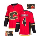 Calgary Flames #4 Rasmus Andersson Authentic Red Fashion Gold Hockey Jersey