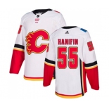 Calgary Flames #55 Noah Hanifin Authentic White Away Hockey Jersey