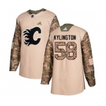 Calgary Flames #58 Oliver Kylington Authentic Camo Veterans Day Practice Hockey Jersey