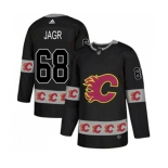 Calgary Flames #68 Jaromir Jagr Authentic Black Team Logo Fashion Hockey Jersey