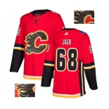 Calgary Flames #68 Jaromir Jagr Authentic Red Fashion Gold Hockey Jersey