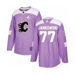 Calgary Flames #77 Mark Jankowski Authentic Purple Fights Cancer Practice Hockey Jersey