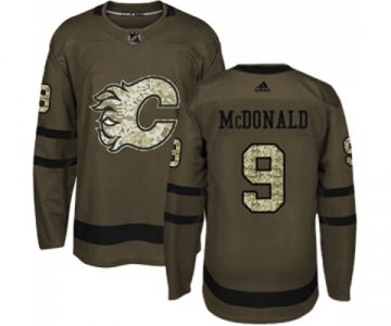 Calgary Flames #9 Lanny McDonald Authentic Green Salute to Service Hockey Jersey