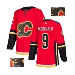 Calgary Flames #9 Lanny McDonald Authentic Red Fashion Gold Hockey Jersey