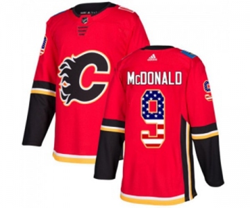 Calgary Flames #9 Lanny McDonald Authentic Red USA Flag Fashion Hockey Jersey