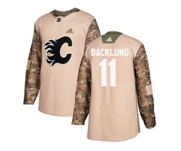 Men Adidas Calgary Flames #11 Mikael Backlund Camo Authentic 2017 Veterans Day Stitched NHL Jersey